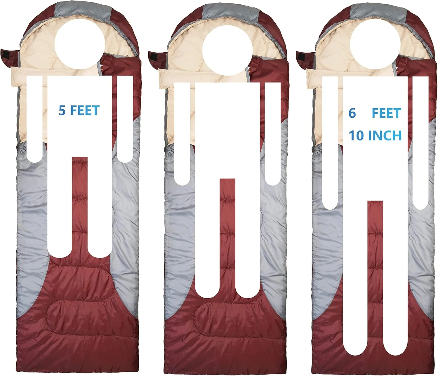 0 Degree Winter Sleeping Bags for Adults Camping (450GSM) - Temp Range (5F32F) Portable Waterproof Compression Sack- Camping Sleeping Bags for Big and Tall in Env Hoodie: Backpacking Hiking 4 Season