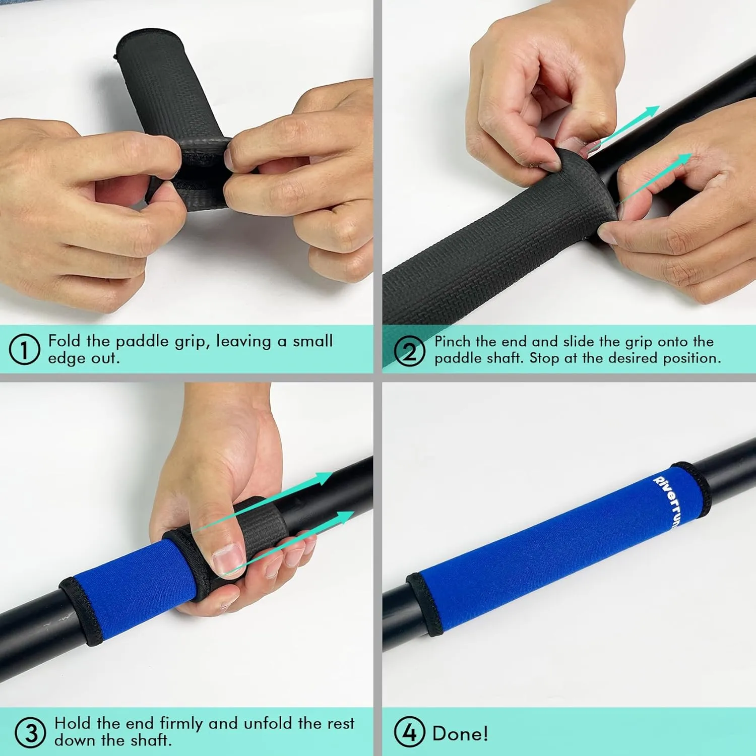 1007 Kayak Paddle Grips Non-Slip Rubber Blister Prevention Ultra-Light & Soft Paddle Grips Kayak Accessories for Standard 31mm/1.22 Inch Diameter Take-Apart Kayak Paddles