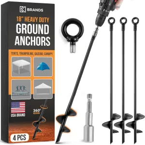 18'' Ground Anchors Heavy Duty for High Winds - Earth Stakes Screw-in Shed Kit for Mobile Homes, Swing Sets, Tents, Carports, Gazebos, and Hurricane Tie-Downs Anchor