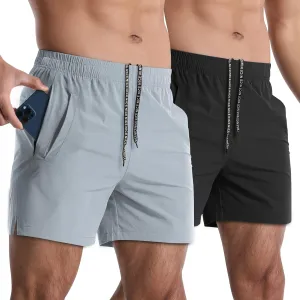 2 Pack Mens Athletic Shorts 5 Inch Quick Dry Gym Workout Shorts Men Lightweight Sports Running Shorts with Pockets