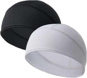 2 Pieces Skull Cap for Men Women Helmet Liner Cooling Hat Beanie Breathable Running Cycling Hat