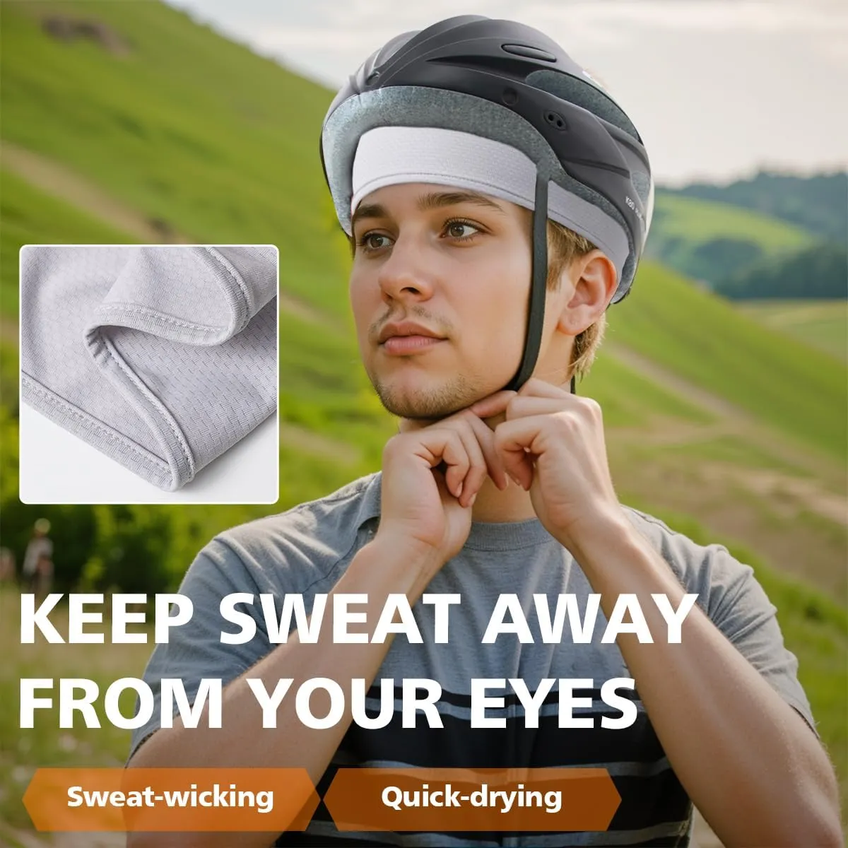 2 Pieces Skull Cap for Men Women Helmet Liner Cooling Hat Beanie Breathable Running Cycling Hat