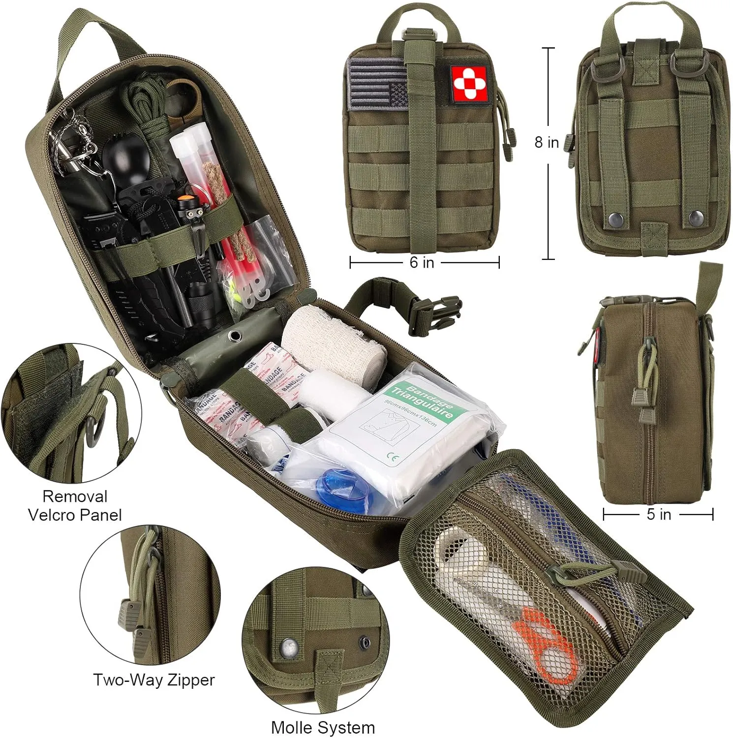 216 Pcs Survival First Aid Kits, Professional Survival Gear Equipment Tools First Aid Supplies kit for SOS Emergency Hiking Hunting Disaster Camping Adventures