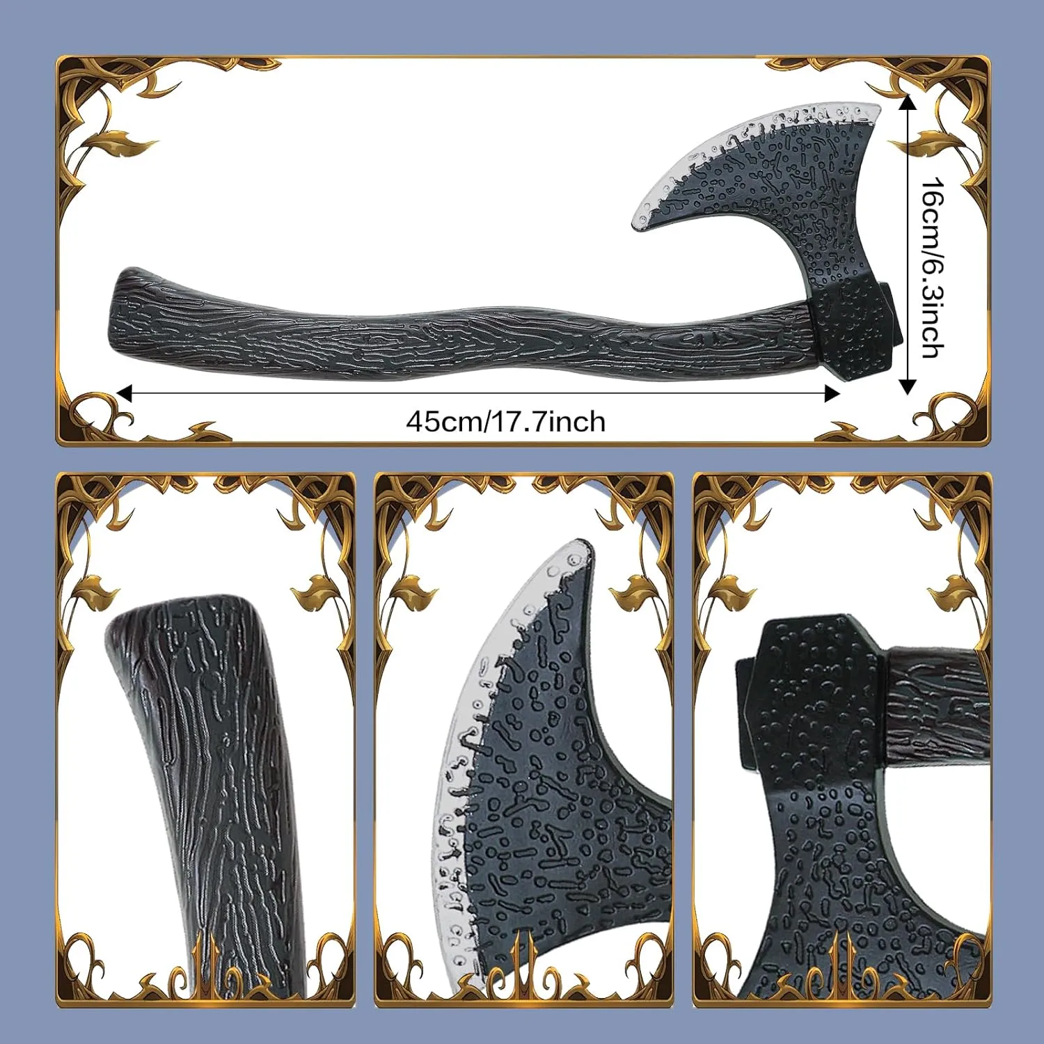 2pcs Medieval Viking Role-Play Axe Prop,Plastic Axe Toy Weapons for Viking Lumberjack Halloween Costume and Cosplay