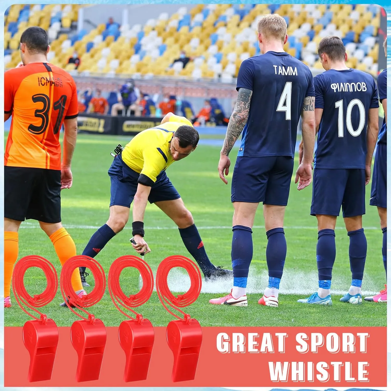 36 Pcs Plastic Whistles with Lanyard Lifeguard ref Whistle Sports Whistle Loud Crisp Sports Whistle Emergency Whistle