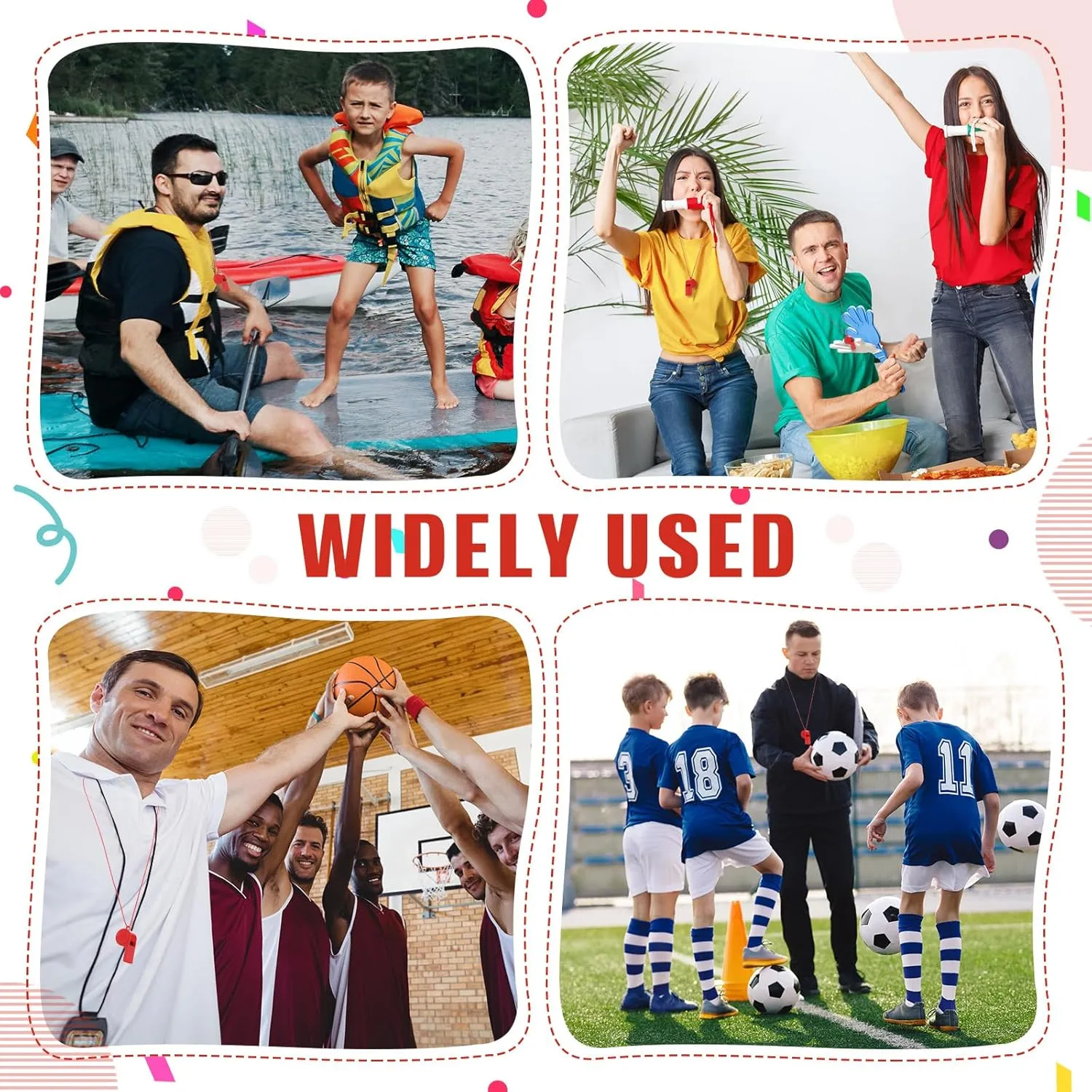 36 Pcs Plastic Whistles with Lanyard Lifeguard ref Whistle Sports Whistle Loud Crisp Sports Whistle Emergency Whistle
