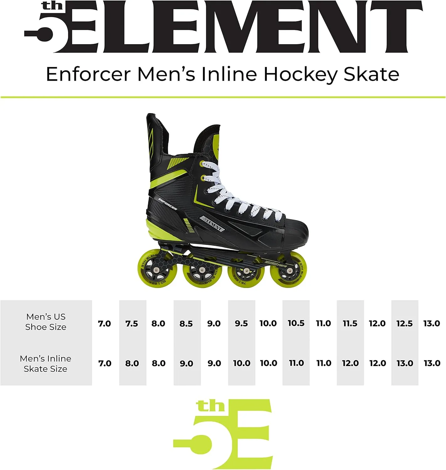 5th Element Enforcer Inline Roller Hockey Skate for Men | Adult Street, Outdoor, Indoor Use, Roller Skating