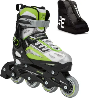 5th Element Kids Adjustable Inline Skates for Boys and Girls with Ankle Support Roller Skates-Includes Skate Bag