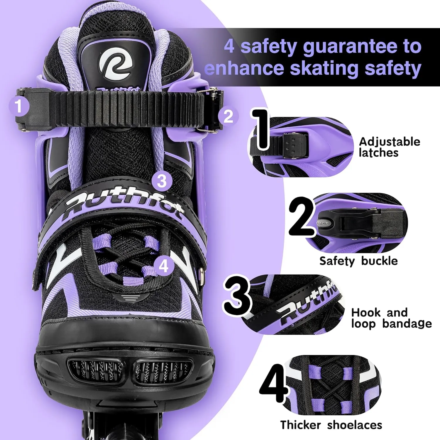 Adjustable Inline Skates for Boys and Girls with Full Light Up Wheels, Outdoor Rollerskates for Kids and Women