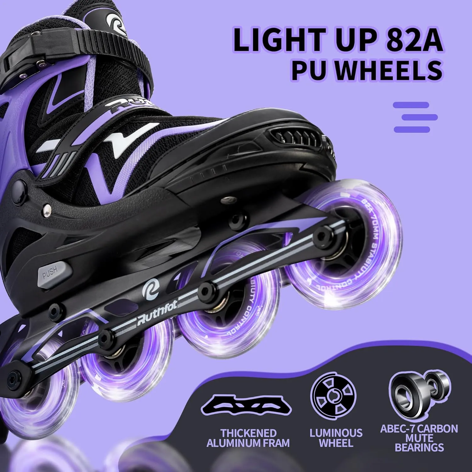 Adjustable Inline Skates for Boys and Girls with Full Light Up Wheels, Outdoor Rollerskates for Kids and Women