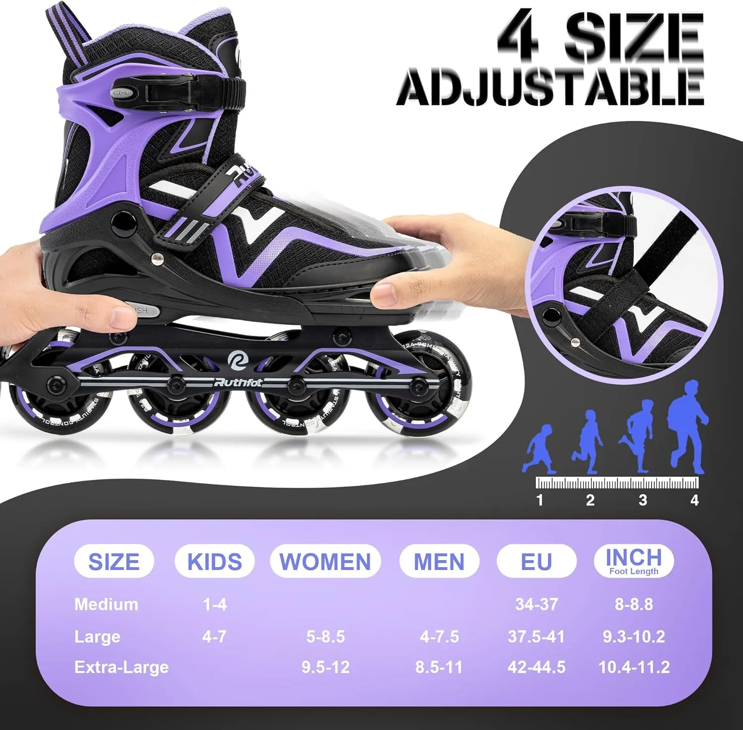 Adjustable Inline Skates for Boys and Girls with Full Light Up Wheels, Outdoor Rollerskates for Kids and Women