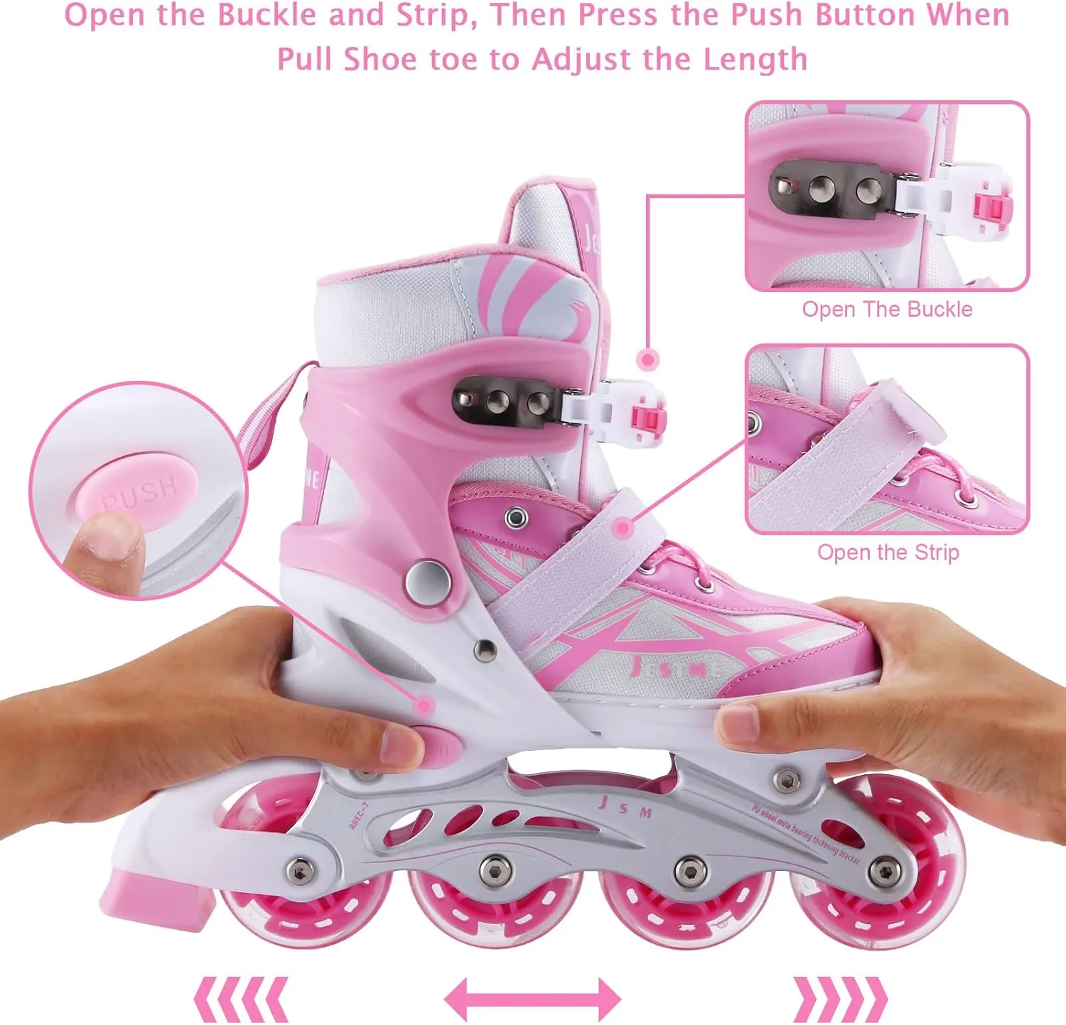 Adjustable Inline Skates for Girls Boys Beginners, Kids Roller Skates with All Illuminating Wheels