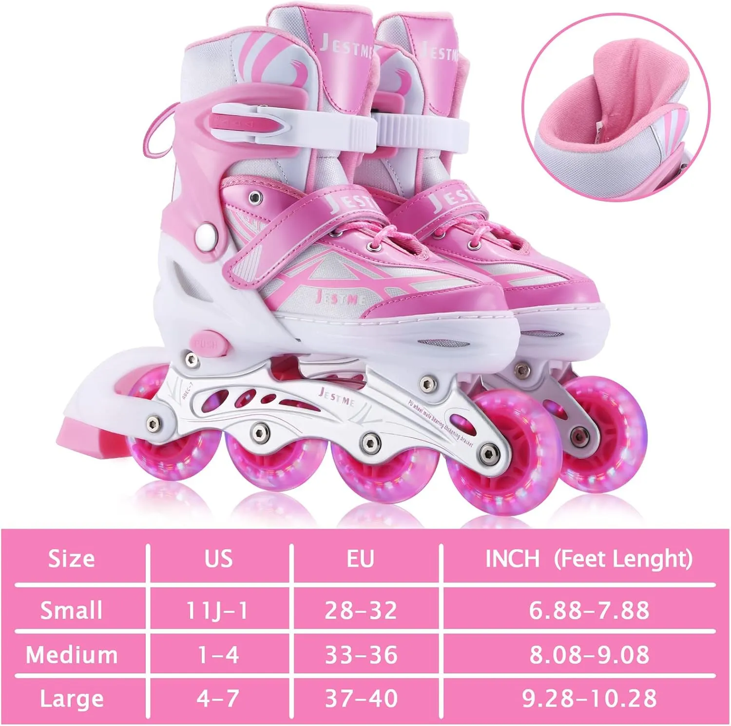 Adjustable Inline Skates for Girls Boys Beginners, Kids Roller Skates with All Illuminating Wheels