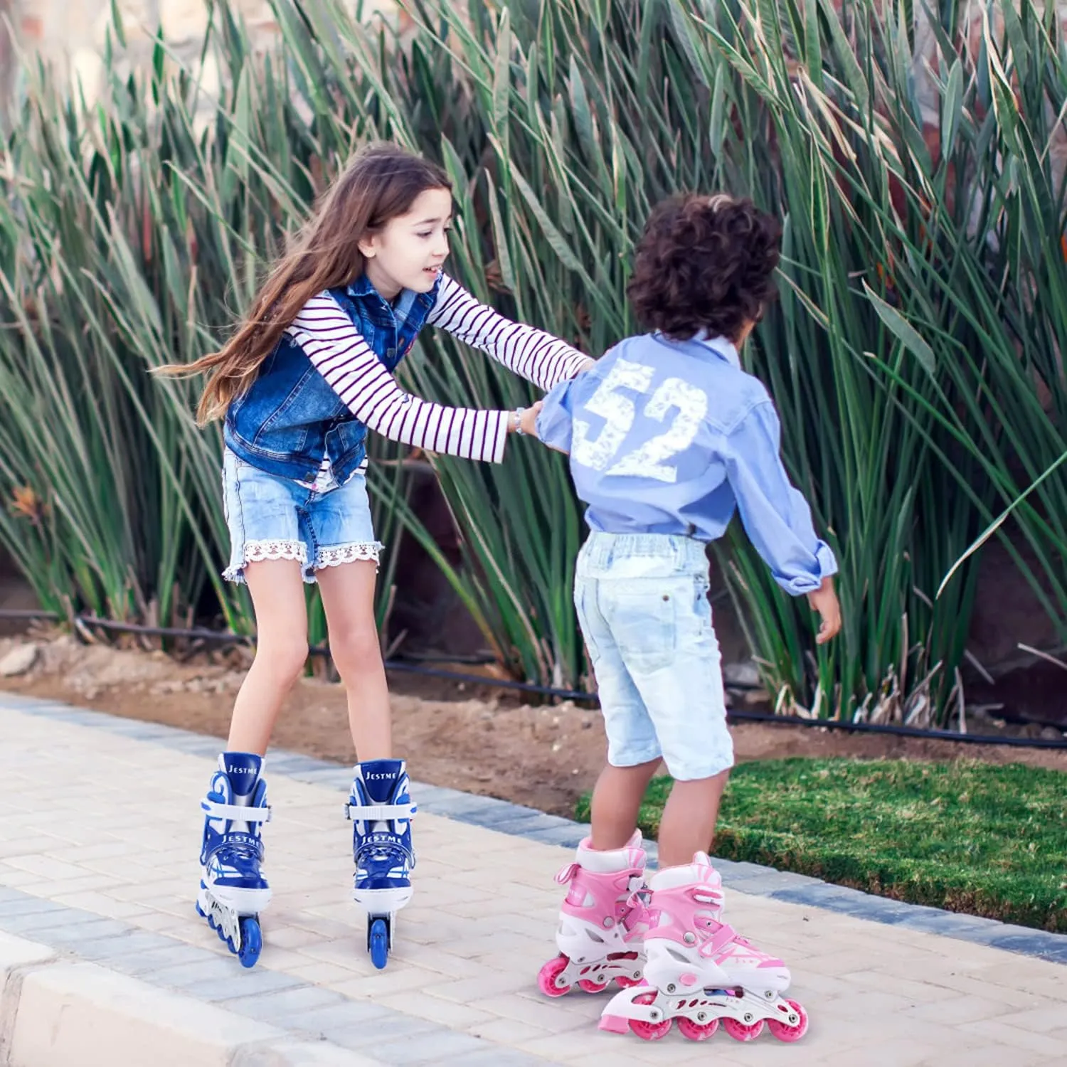 Adjustable Inline Skates for Girls Boys Beginners, Kids Roller Skates with All Illuminating Wheels