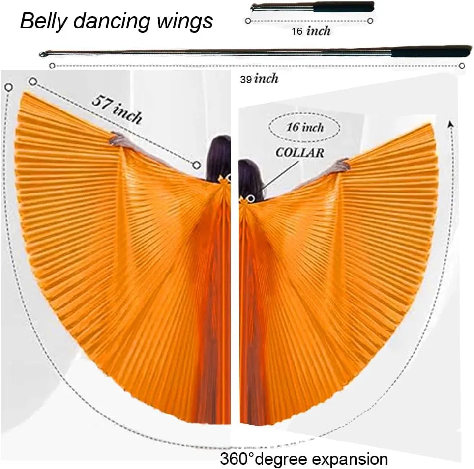 Adult Egyptian Professional Belly Dance Costume Angle Wings with Sticks for Halloween Carnival Performance