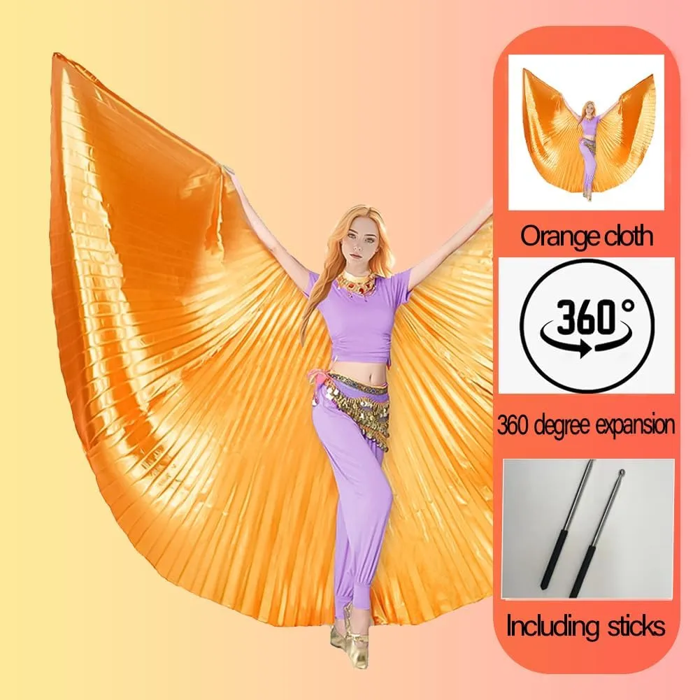 Adult Egyptian Professional Belly Dance Costume Angle Wings with Sticks for Halloween Carnival Performance