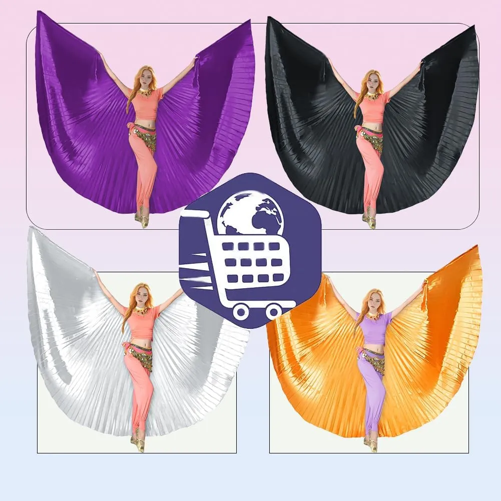 Adult Egyptian Professional Belly Dance Costume Angle Wings with Sticks for Halloween Carnival Performance