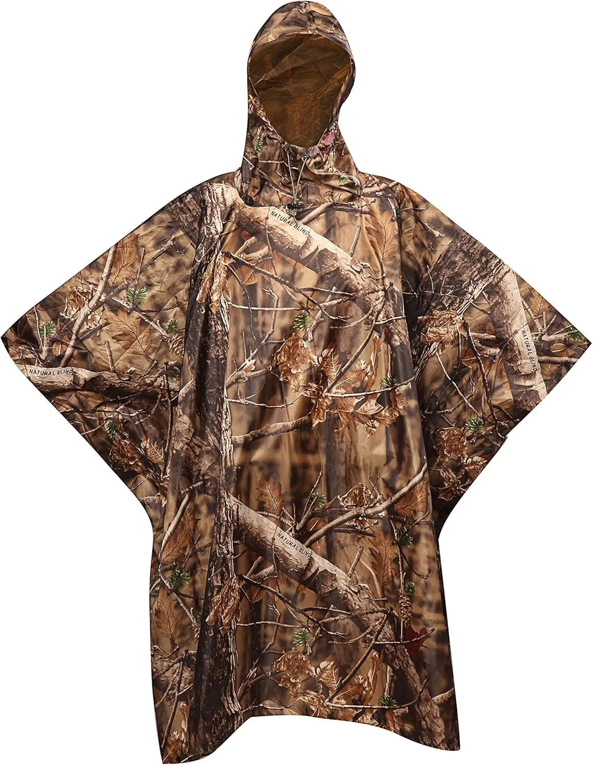AUSCAMOTEK Camouflage Rain Poncho Hooded Waterproof Camo Raincoat with Blind Pattern for Hunting Hiking Camping Fishing