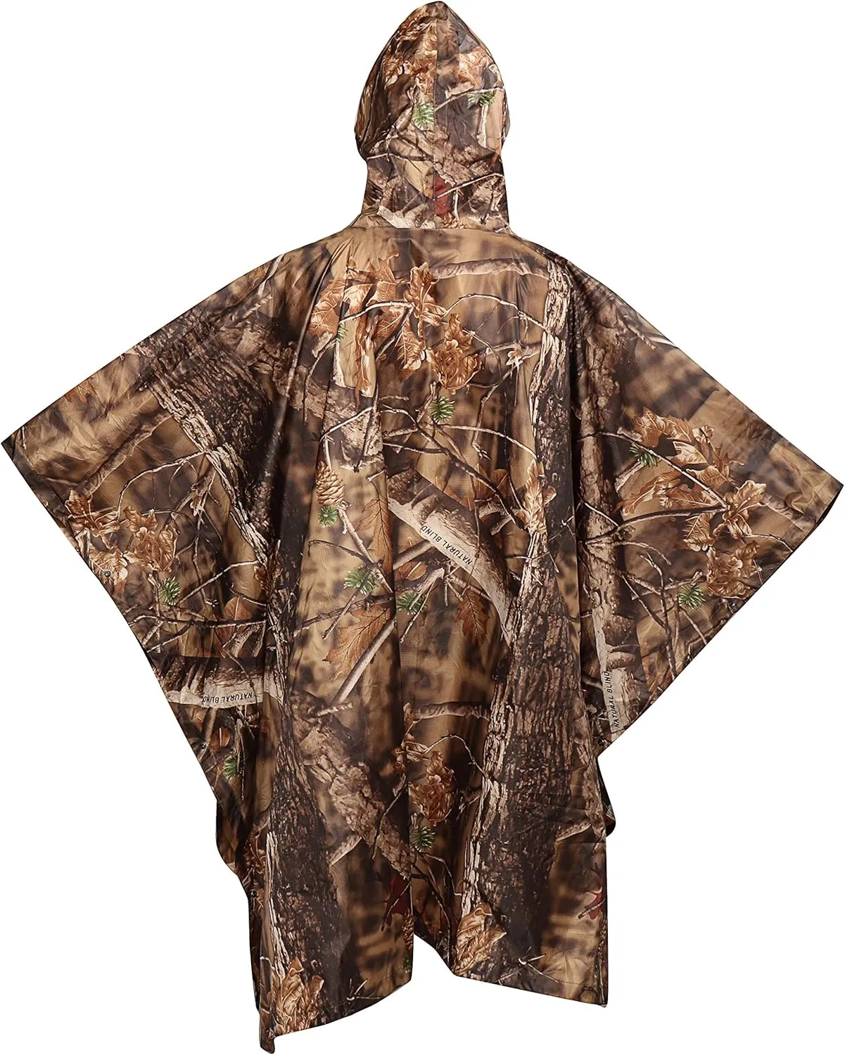 AUSCAMOTEK Camouflage Rain Poncho Hooded Waterproof Camo Raincoat with Blind Pattern for Hunting Hiking Camping Fishing