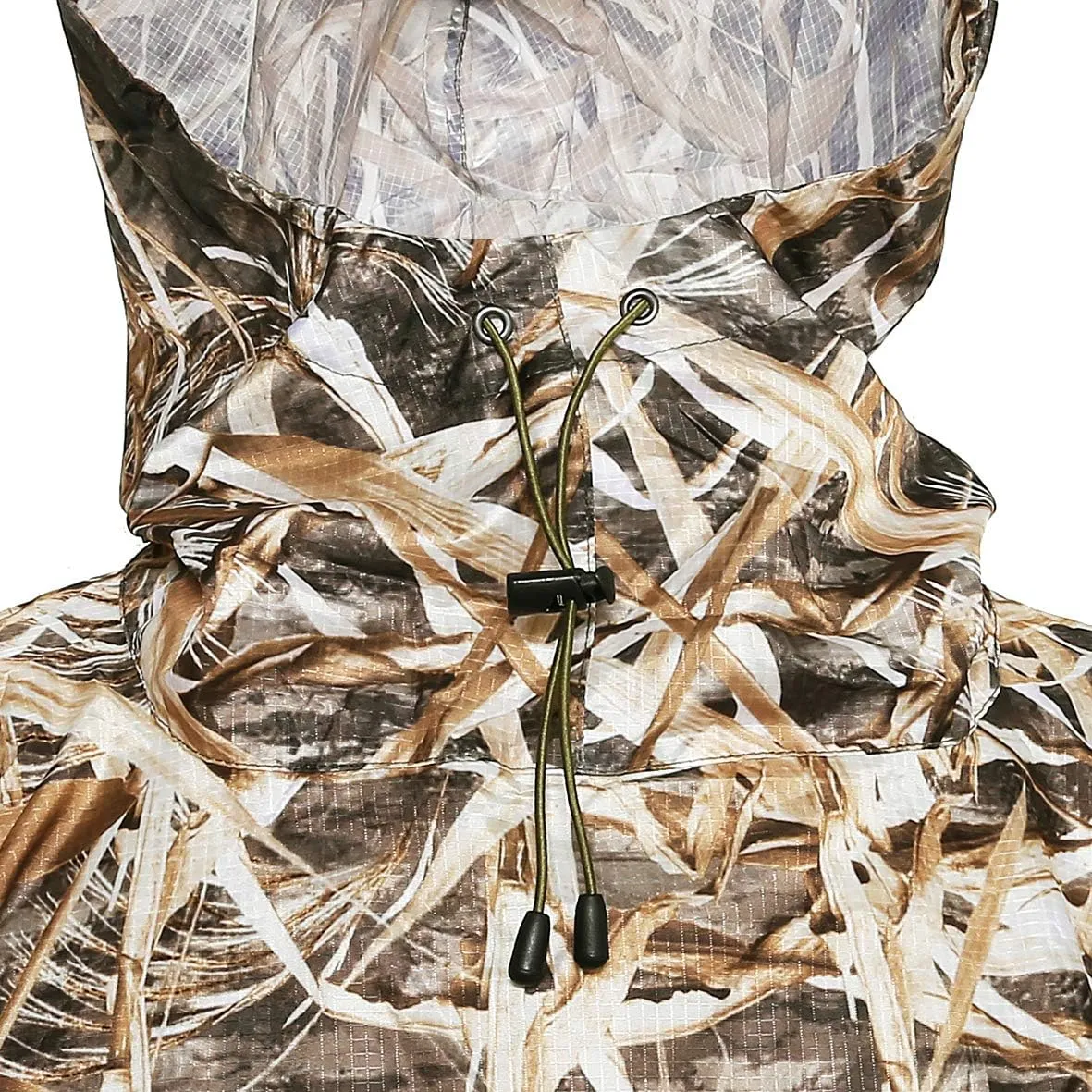 AUSCAMOTEK Camouflage Rain Poncho Hooded Waterproof Camo Raincoat with Blind Pattern for Hunting Hiking Camping Fishing