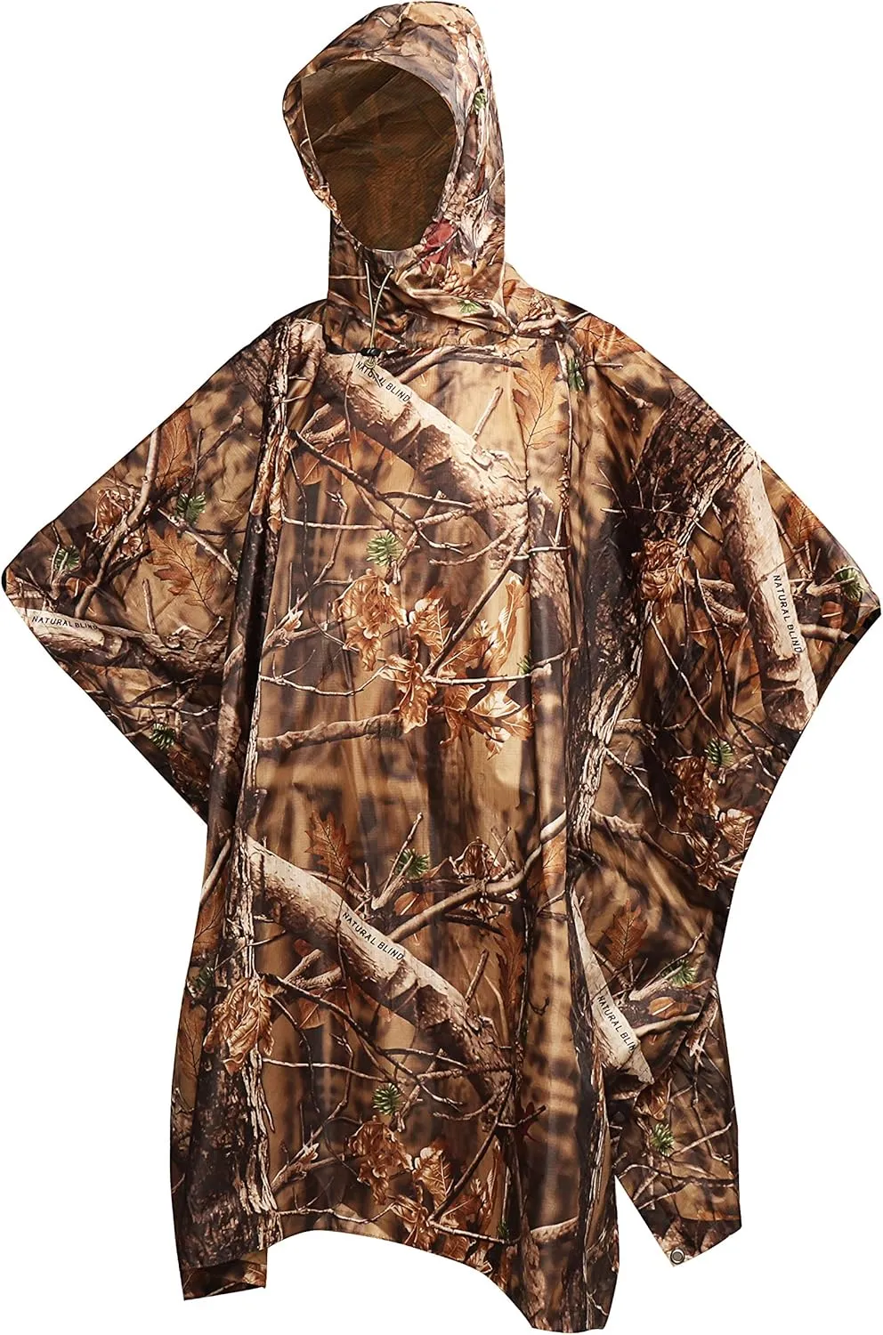 AUSCAMOTEK Camouflage Rain Poncho Hooded Waterproof Camo Raincoat with Blind Pattern for Hunting Hiking Camping Fishing