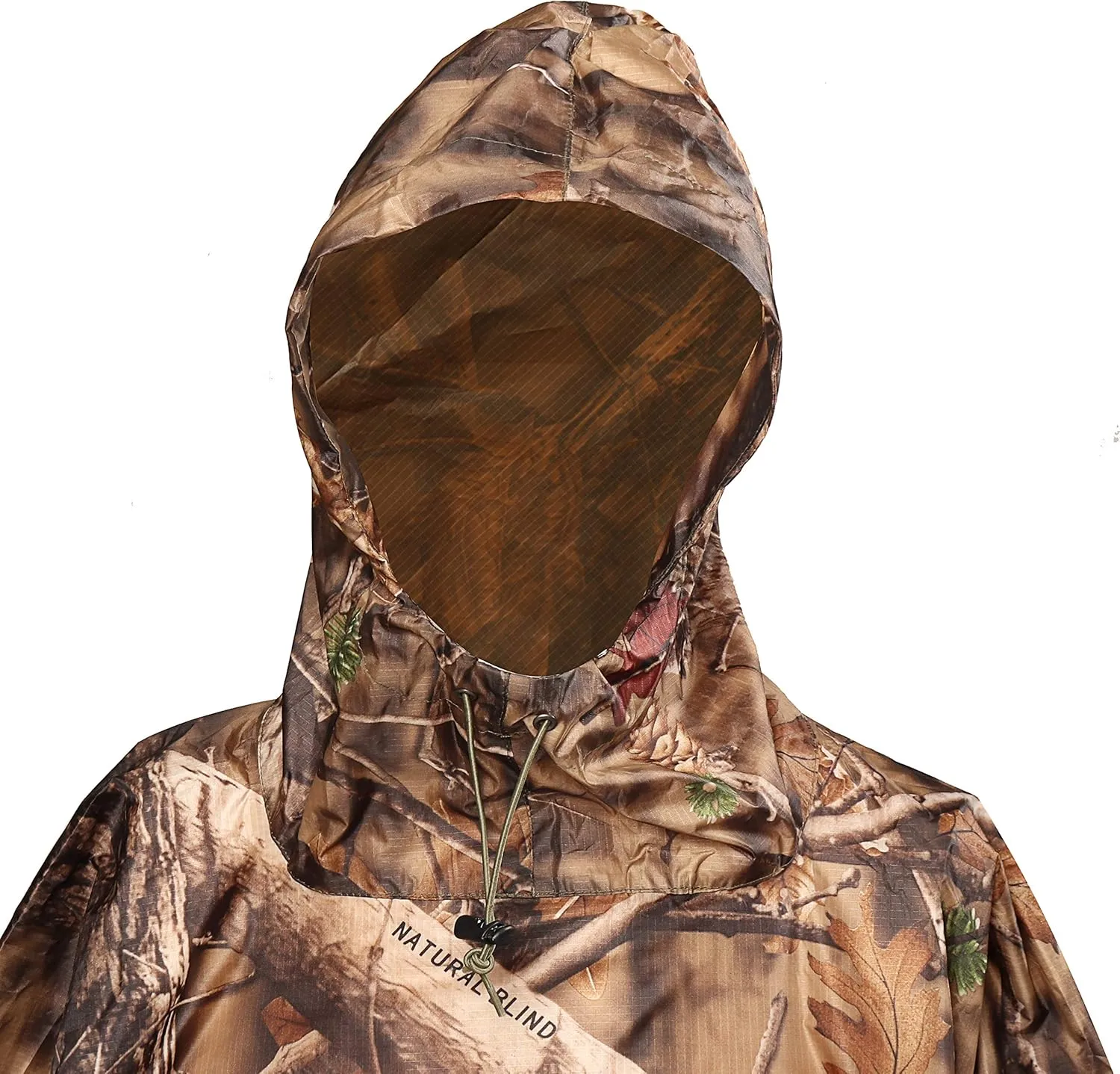 AUSCAMOTEK Camouflage Rain Poncho Hooded Waterproof Camo Raincoat with Blind Pattern for Hunting Hiking Camping Fishing