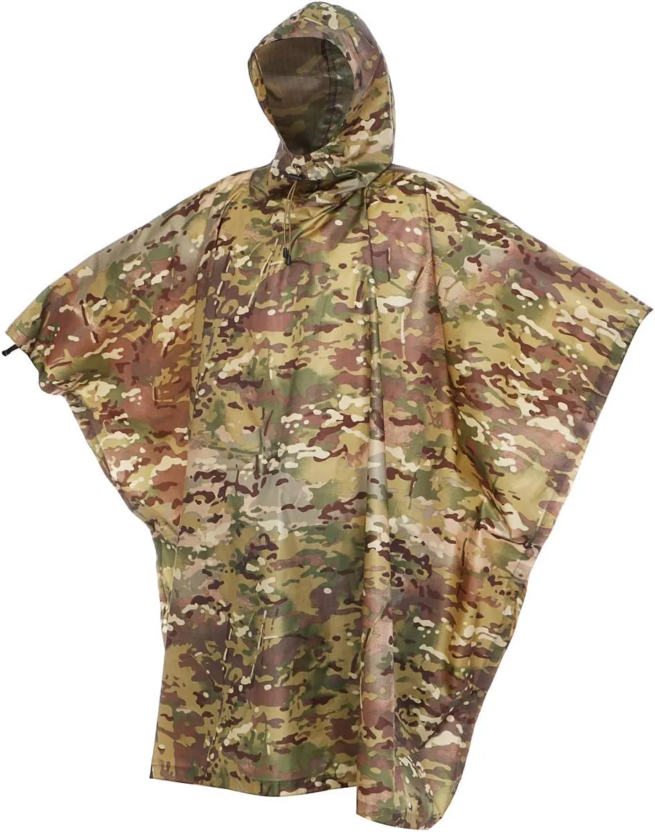 AUSCAMOTEK Camouflage Rain Poncho Hooded Waterproof Camo Raincoat with Blind Pattern for Hunting Hiking Camping Fishing