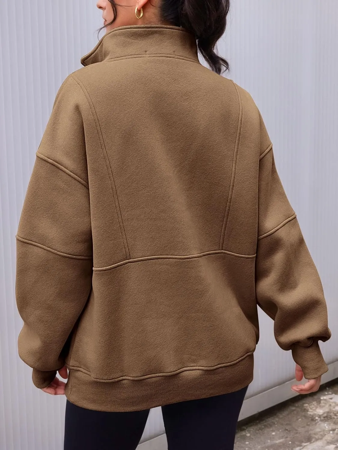 AUTOMET Women's Half Zip Oversized Sweatshirts Fleece Quarter Zipper Pullover Hoodies 2025 Mock Neck Fall Workout Jacket