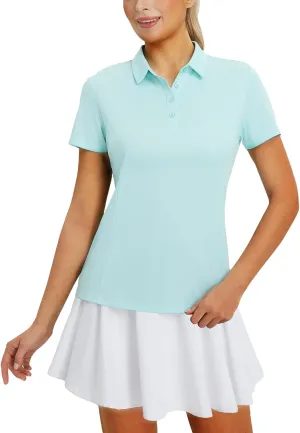 baleaf Women's Golf Shirts Polo Collared V Neck Shorts Sleeve Tennis Shirt Lightweight Quick Dry UPF50 