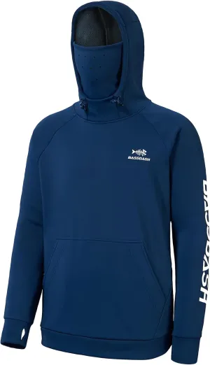 BASSDASH Mens Fishing Fleece Hoodie with Neck Gaiter Water Resistant Performance Hunting Sweatshirt FS18M