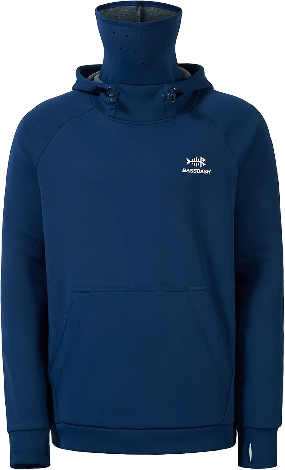 BASSDASH Mens Fishing Fleece Hoodie with Neck Gaiter Water Resistant Performance Hunting Sweatshirt FS18M