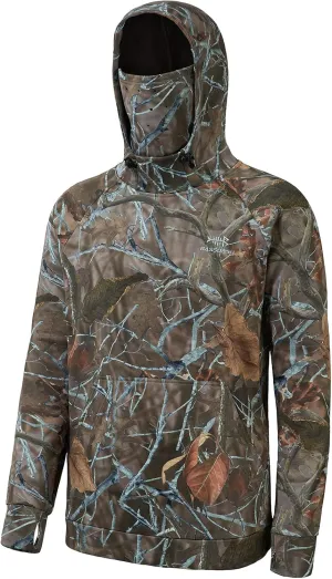 BASSDASH Mens Fishing Fleece Hoodie with Neck Gaiter Water Resistant Performance Hunting Sweatshirt FS18M
