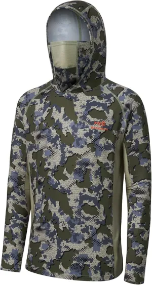 BASSDASH UPF 50  Mens Hunting Shirts with Mask Long Sleeve Camo Fishing Hoodie