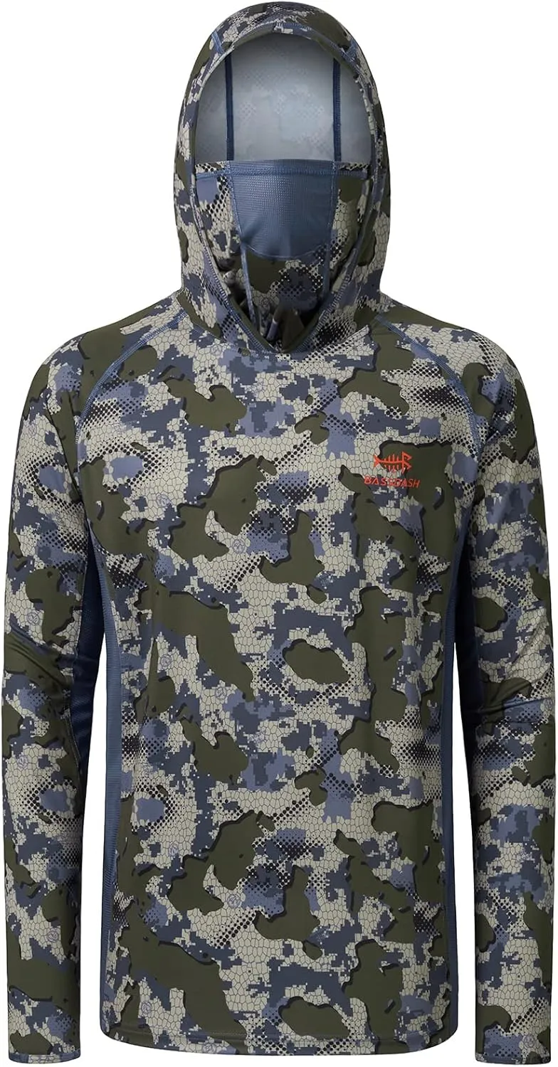 BASSDASH UPF 50  Mens Hunting Shirts with Mask Long Sleeve Camo Fishing Hoodie