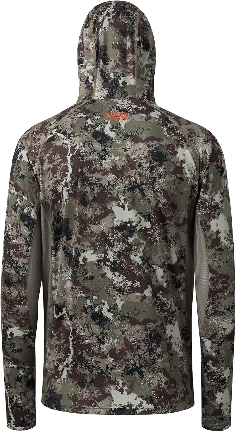 BASSDASH UPF 50  Mens Hunting Shirts with Mask Long Sleeve Camo Fishing Hoodie