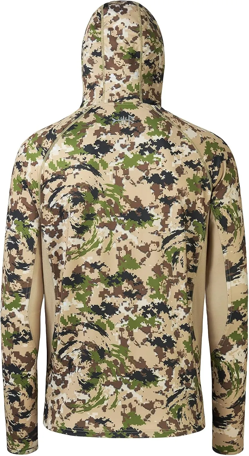 BASSDASH UPF 50  Mens Hunting Shirts with Mask Long Sleeve Camo Fishing Hoodie