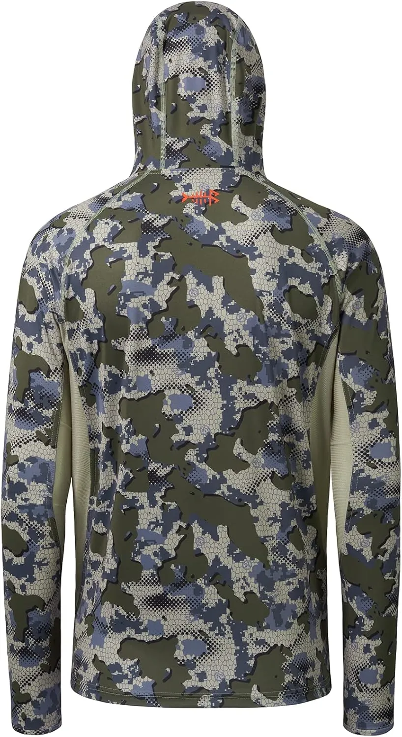 BASSDASH UPF 50  Mens Hunting Shirts with Mask Long Sleeve Camo Fishing Hoodie