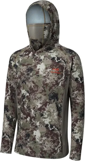 BASSDASH UPF 50  Mens Hunting Shirts with Mask Long Sleeve Camo Fishing Hoodie