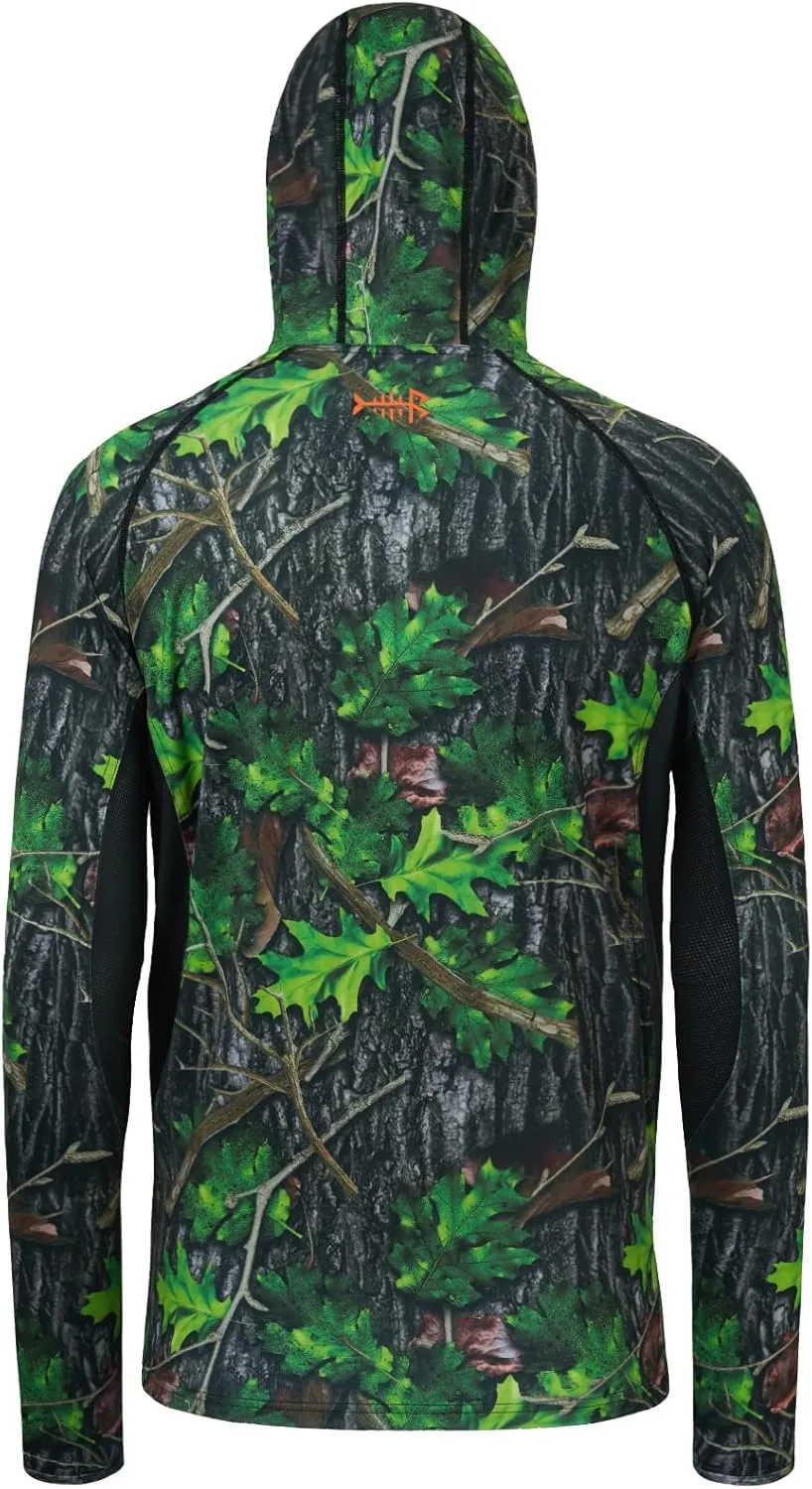 BASSDASH UPF 50  Mens Hunting Shirts with Mask Long Sleeve Camo Fishing Hoodie