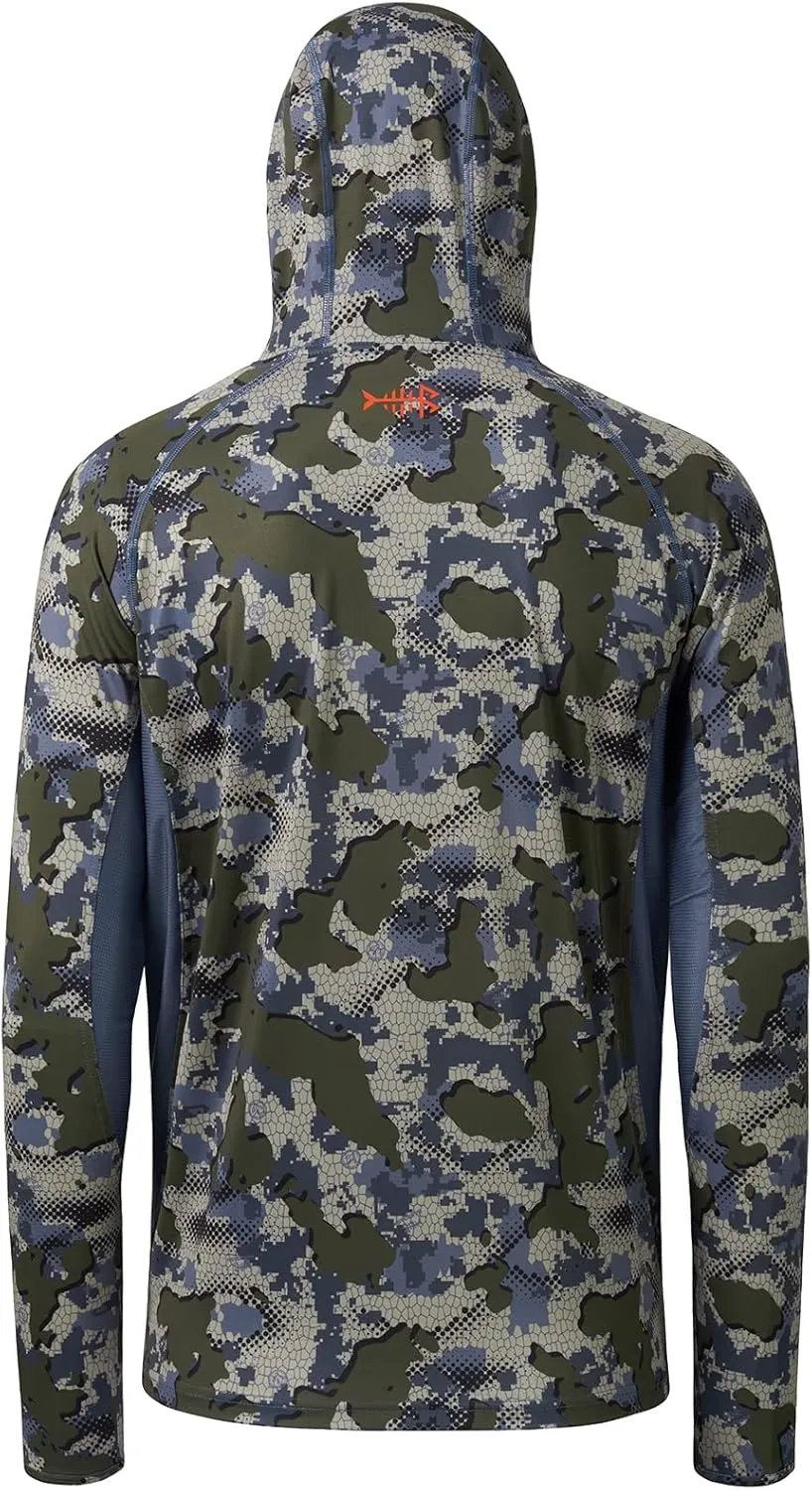 BASSDASH UPF 50  Mens Hunting Shirts with Mask Long Sleeve Camo Fishing Hoodie
