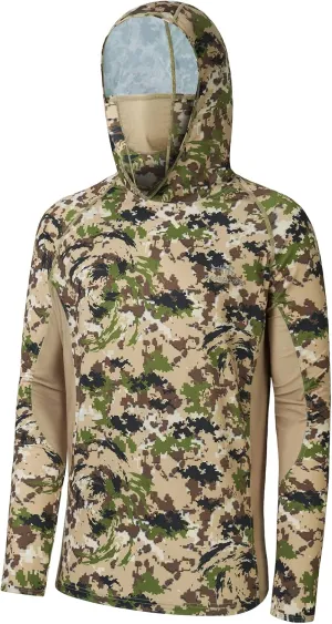BASSDASH UPF 50  Mens Hunting Shirts with Mask Long Sleeve Camo Fishing Hoodie