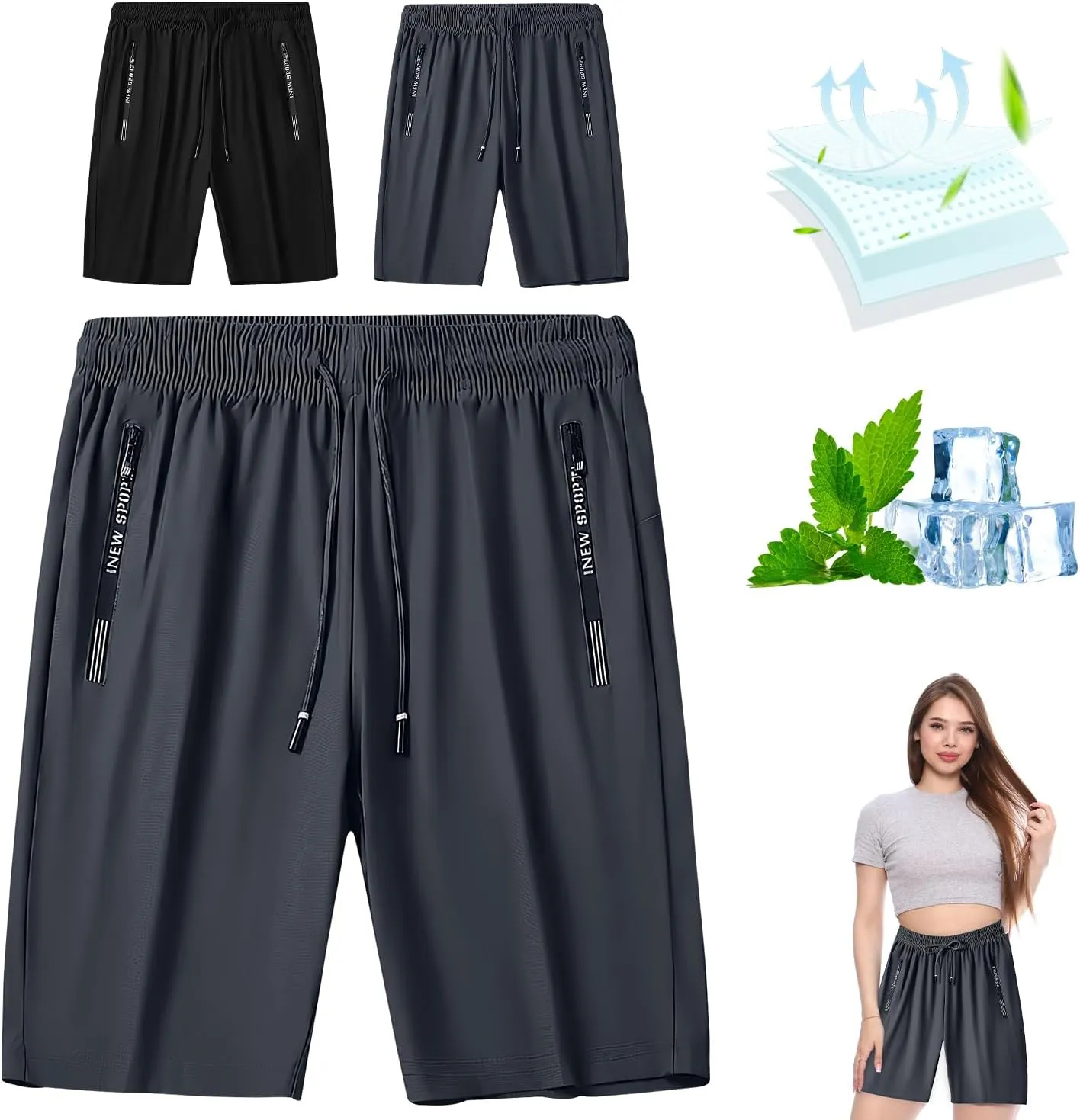 Beeswan Shorts,Iced Active Shorts for Women,Airyflex Women's Ultra Stretch Breathable Quick Drying Casual Shorts