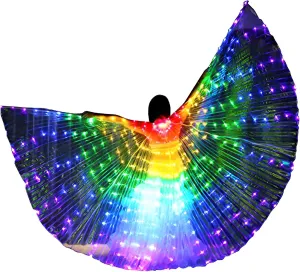 Belly Dance Wings,Light Up LED Butterfly Wings,Glow Dance Wings with Telescopic Sticks for Christmas