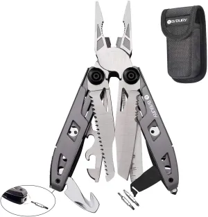 BIBURY Multitool Pliers, 18 in 1 Multi Tool with Titanium-Plated Handle & Safety Hammer, Safety Locking Design Stainless Steel Tool Pocket Knife for Outdoor, Survival, Camping, Hiking, Home Repair