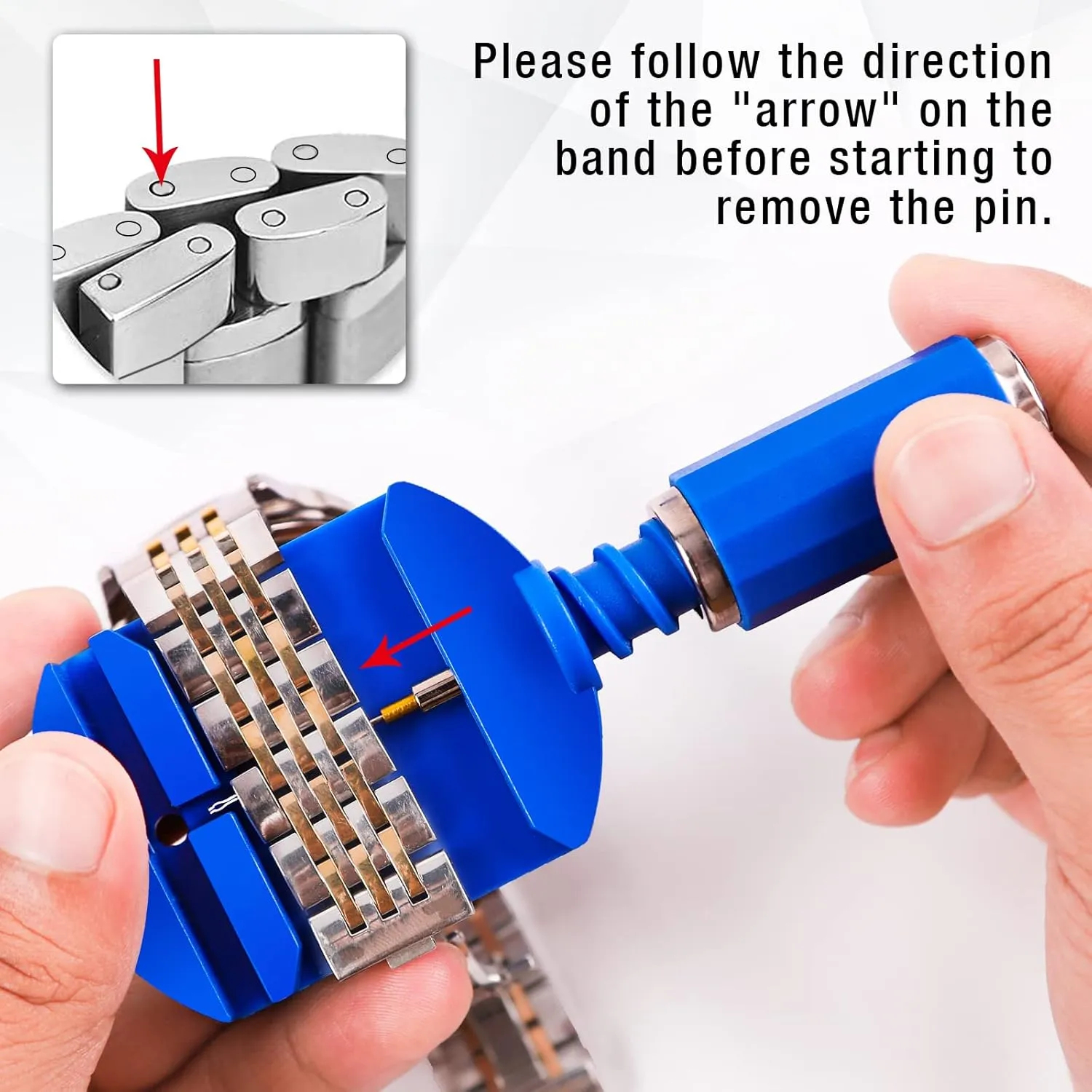 BYNIIUR Watch Link Removal Tool Kit, Watch Band Strap Chain Pin Remover Repair Tool Kit for Watch Band Strap Adjustment, Bracelet Sizing and Watch Resizing Adjuster