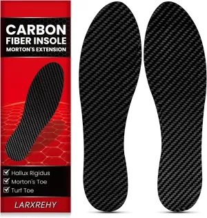 Carbon Fiber Insole for Men & Women 1 Pair: Rigid Shoe Insert for Morton's Toe, Turf Toe, Hallux Rigidus & Limitus, Arthritis - Alternative to Post Op Shoe (265mm, Fit W 10.5-11, Mens 9.5-10)