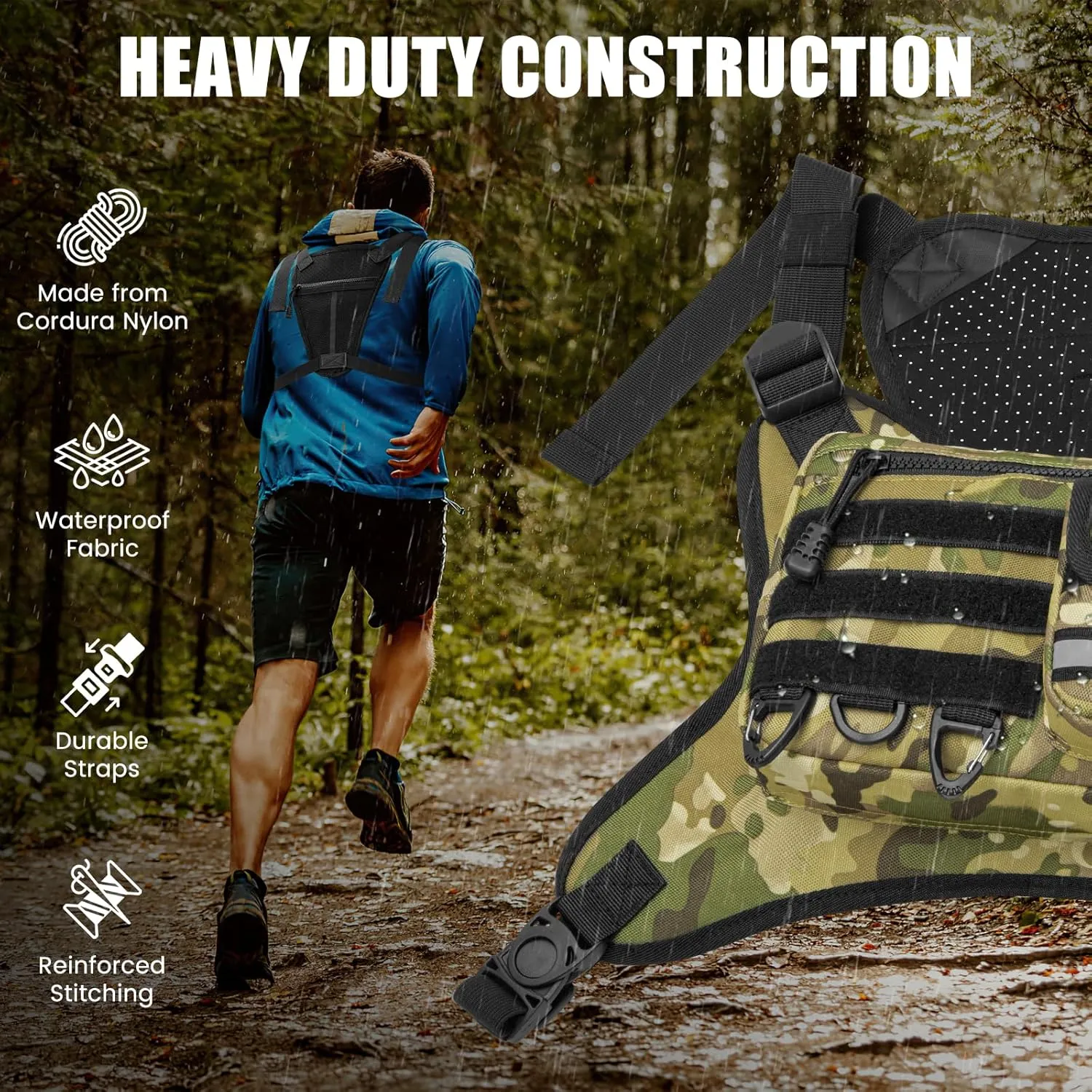 Chest Bag for Men Women, Tactical Vest with Removal Pistol Holster, Chest Pack for Hiking, Cycling, Workouts