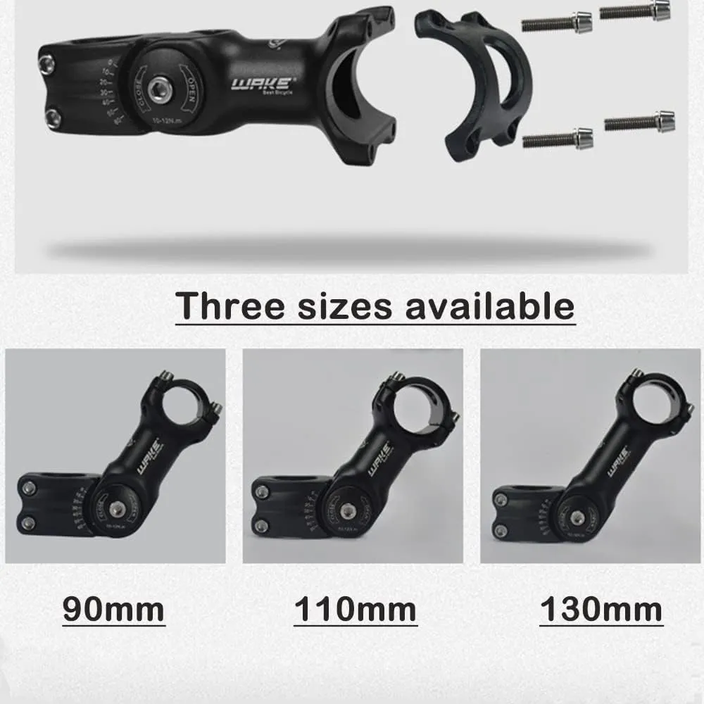 CYSKY Adjustable Bike Stem 31.8 25.4 90mm/110mm/130mm 0-60 Degree Adjustable MTB Stem Bike Handlebar Stem Riser for Mountain Bike, Road Bicycle, MTB, BMX, Cycling