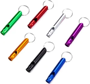 DDJYP Pack of 8 Extra Loud Emergency Whistle Keychain Camping Survival Whistle, Aluminum Alloy Whistle Key Chain for Camping Hiking Hunting Outdoors Sports