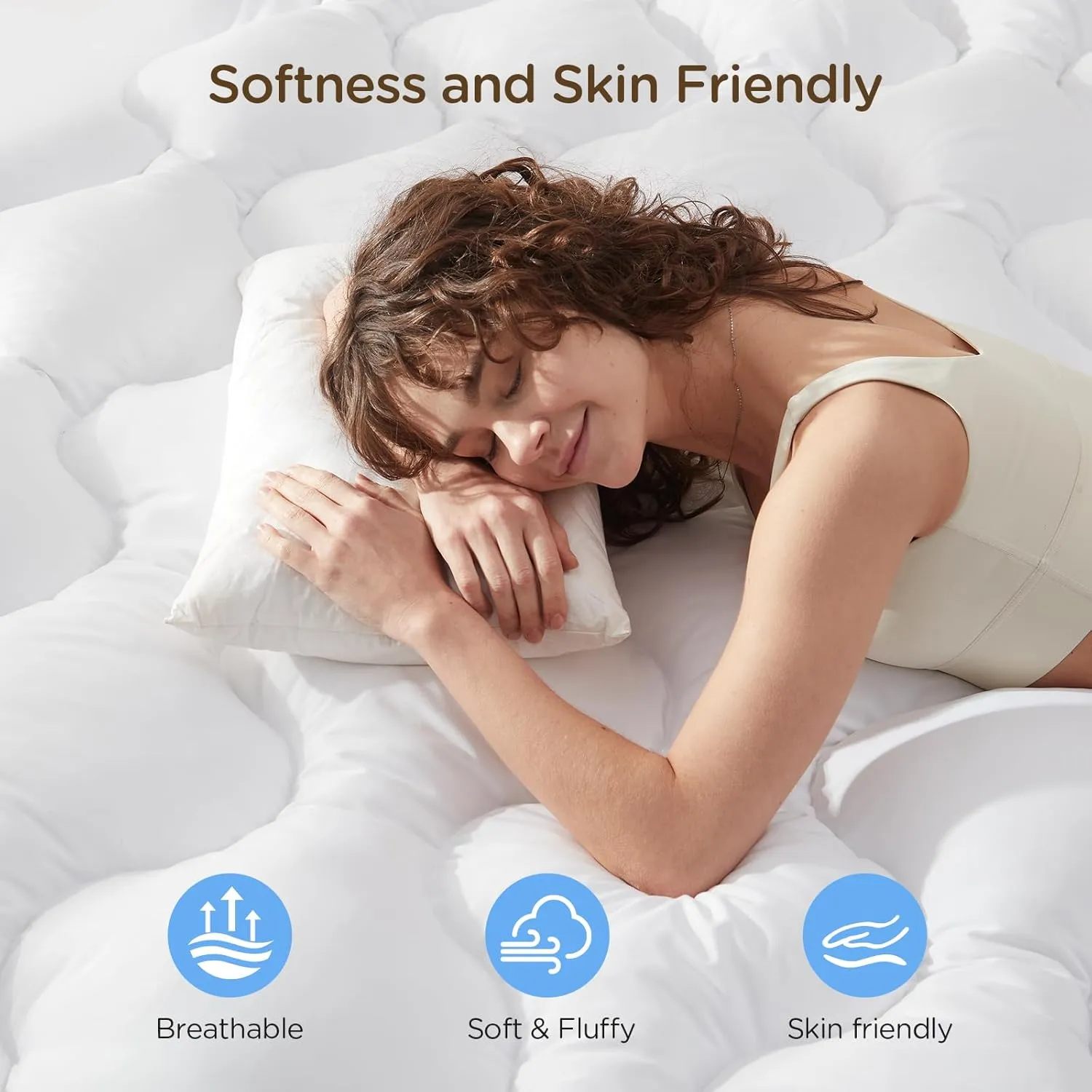 Decroom 3 Inch Memory Foam Mattress Topper Queen Size for Back Pain Relief, Thicked Down Alternative-Lined Mattress PadFilled with Breathable & Soft Memory Foam Pillow Top, 80x60x3 Inch